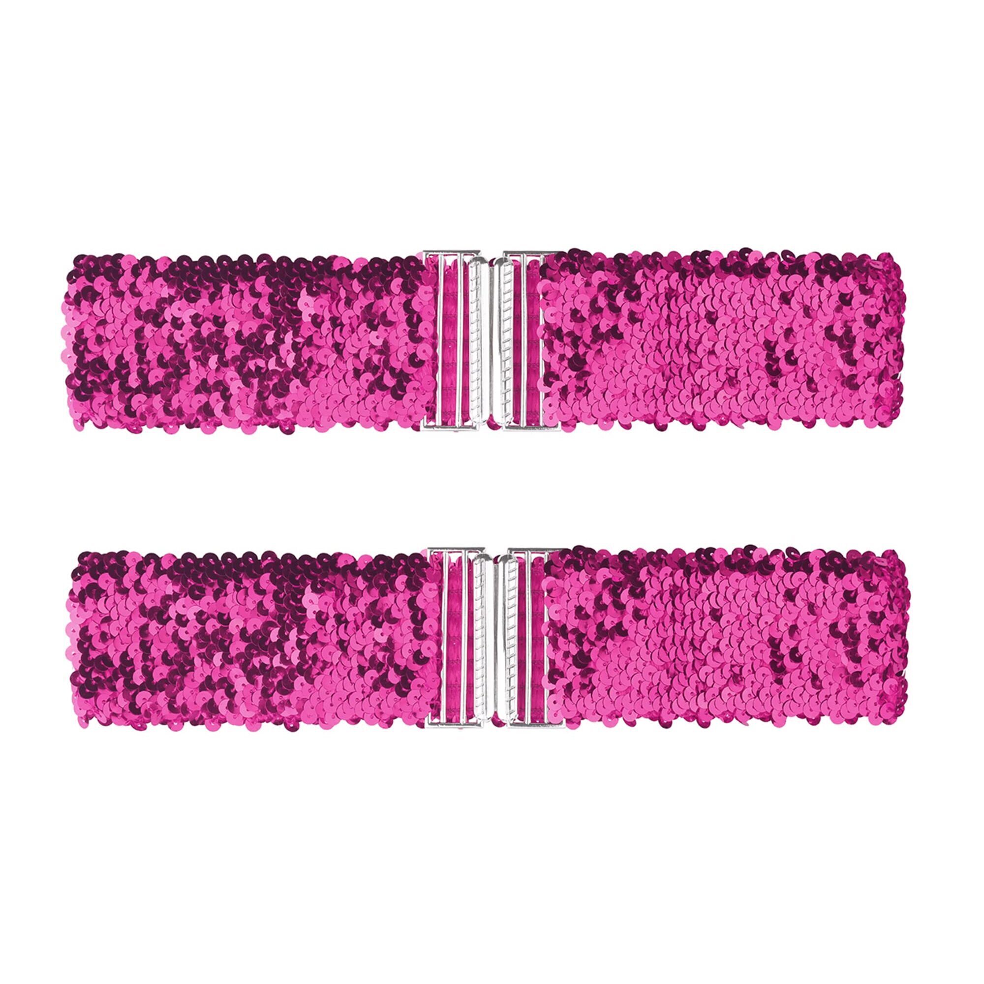 2847 Ladies Stretchy Wide Waist Belts Interlock Buckles Shinny Sequins Decor